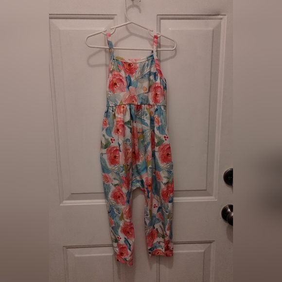 Toddler Girl Cute Strap Jumpsuit One-piece Romper floral with Pockets Size 100 - Picture 3 of 12